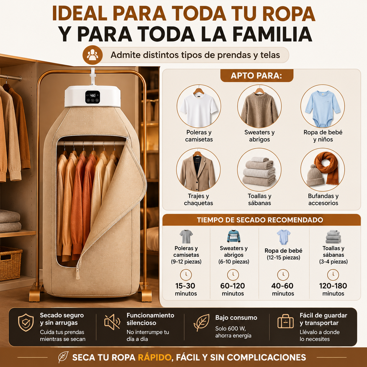 Secador Ropa Portatil Tendederos Ropa