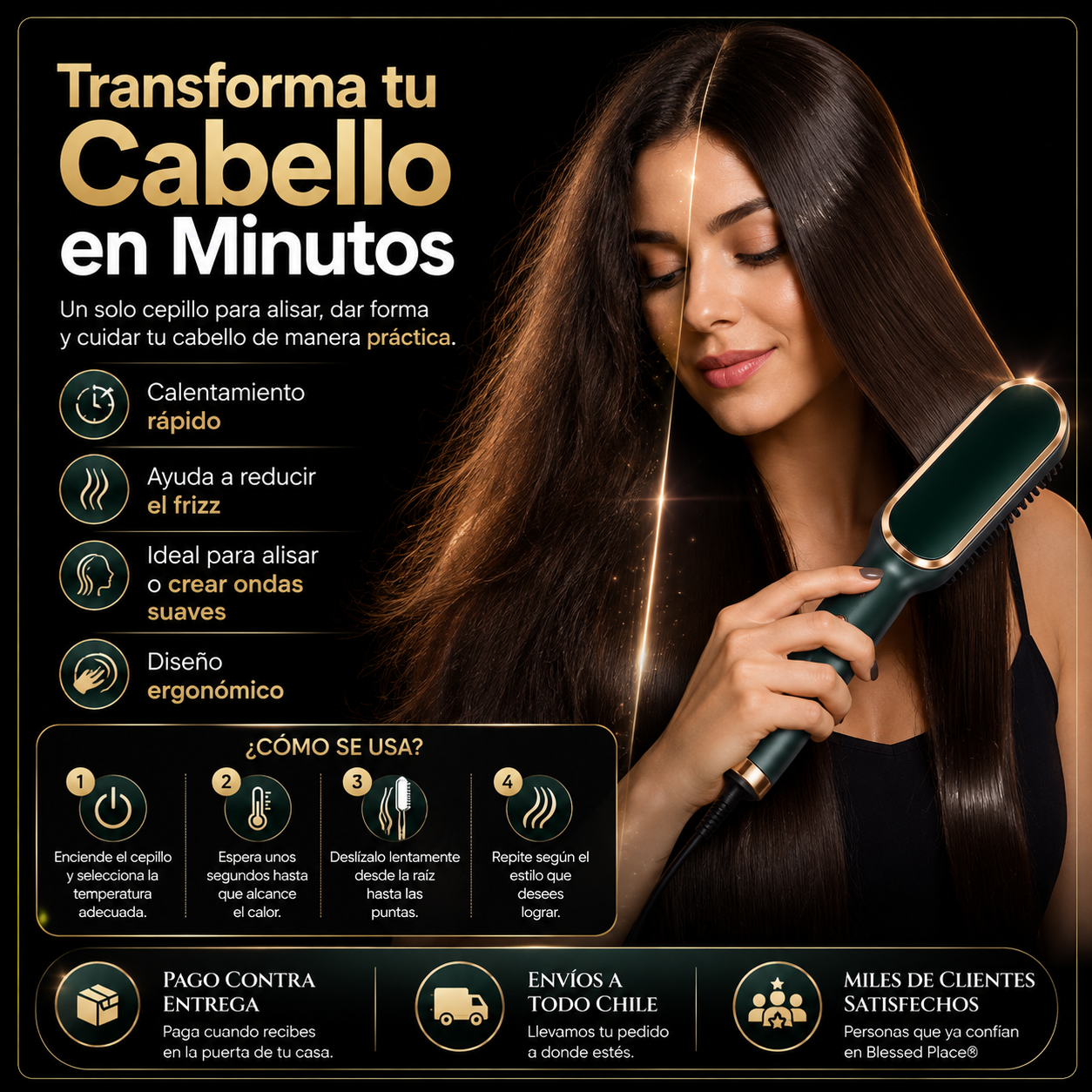 Cepillo Alisador Premium Blessed Place® — Alisa, Riza y Cuida tu Cabello