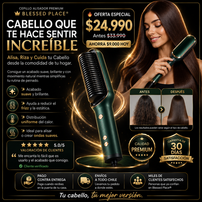 Cepillo Alisador Premium Blessed Place® — Alisa, Riza y Cuida tu Cabello